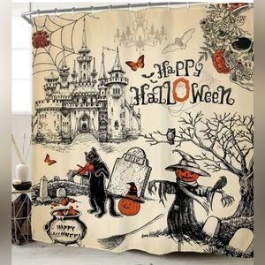 New 70" Halloween retro vintage style shower curtain